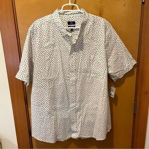 George mens button down flowers short sleeve white xxl new nwt